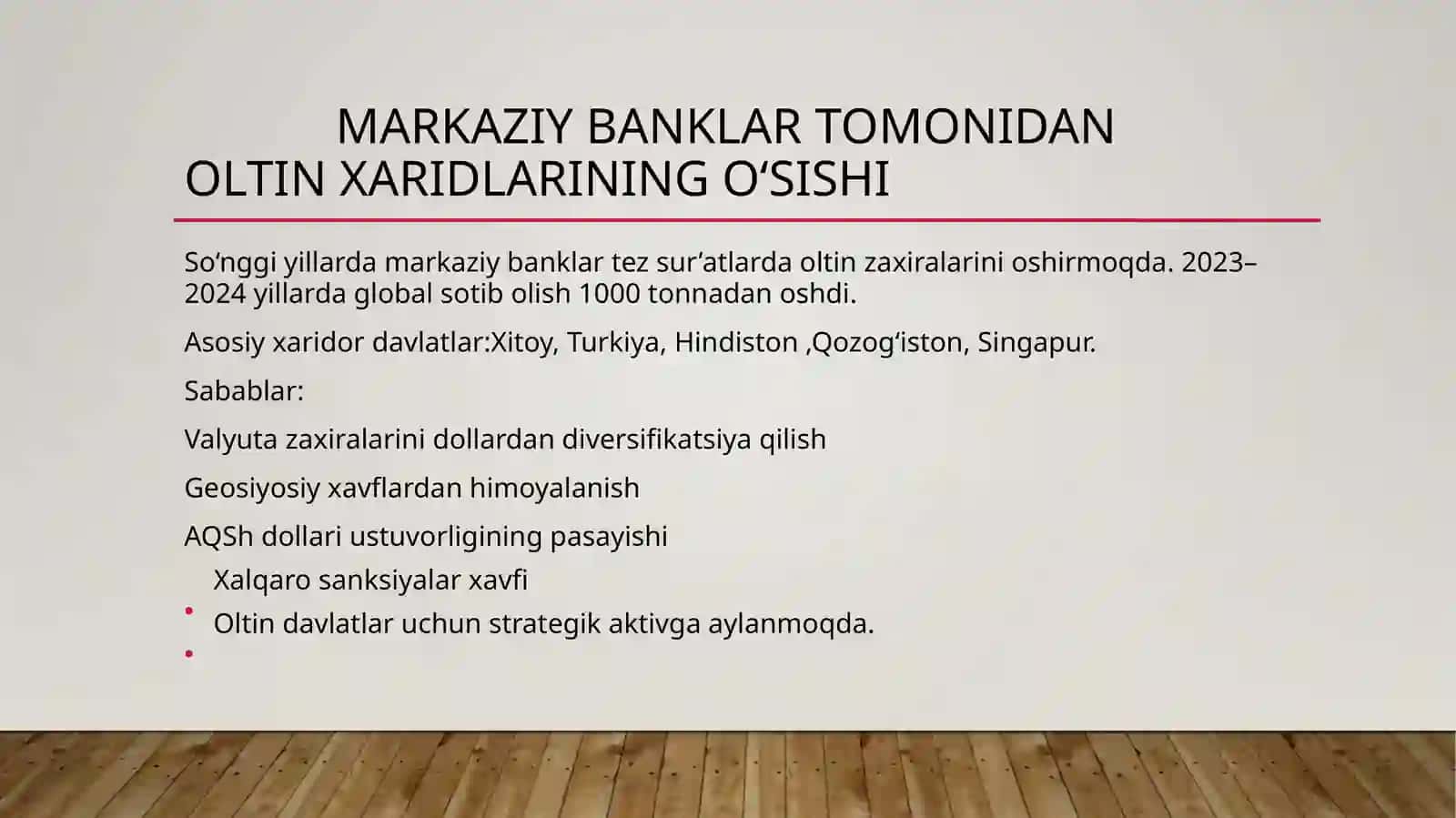 Jahon oltin bozori rivojlanishining zamonaviy tendensiyalari 4