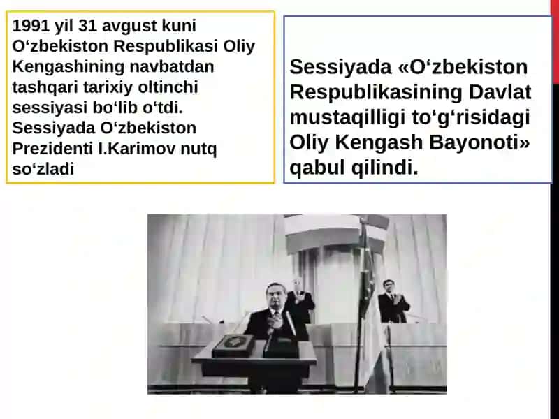 MUSTAQIL O‘ZBEKISTON RESPUBLIKASINING TASHKIL TOPISHI VA UNING TARIXIY AHAMIYATI.O‘ZBEKISTONNING O‘ZIGA XOS ISTIQLOL VA TARAQQIYOT YO‘LI 4