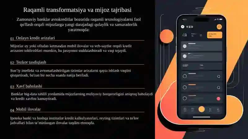 Avtokreditlari bozori: rivojlanish tendensiyalari va imkoniyatlari haqida 11 talik slayd 4