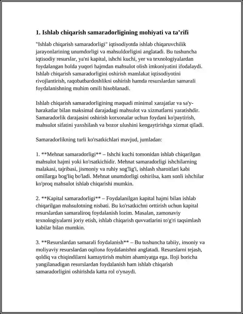 Ishlab chiqarish samaradorligi va uning asosiy korsatkichlari 4