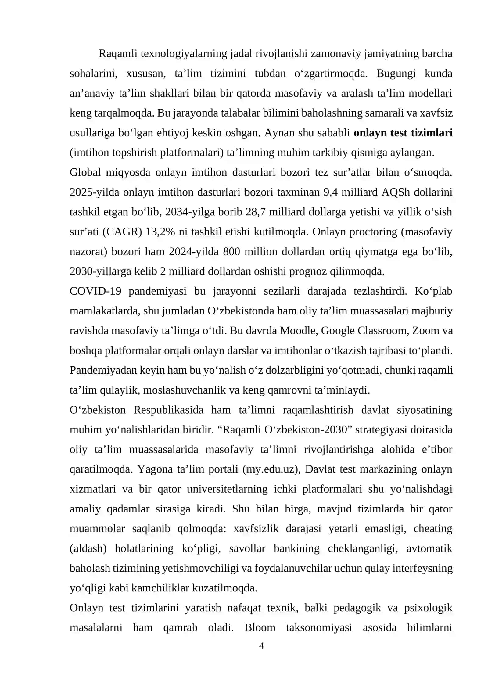 Online test tizimini yaratish (imtihon topshirish platformasi) 4