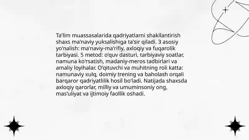 Shaxs ma'naviy yuksalishida qadryatlarning ahamiyati 4
