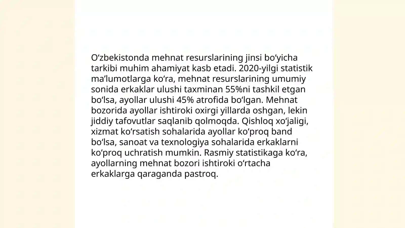 Mehnat resurslarining yoshi, jinsi va boshqa belgilari bòyicha tarkibi 4