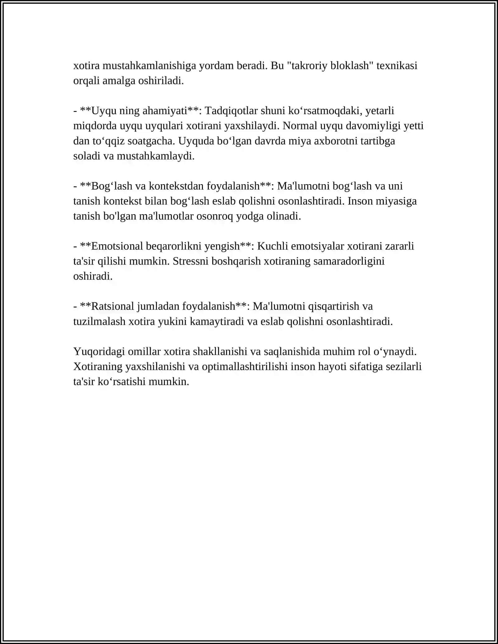 XOTIRA PSIXALOGIYASI 4