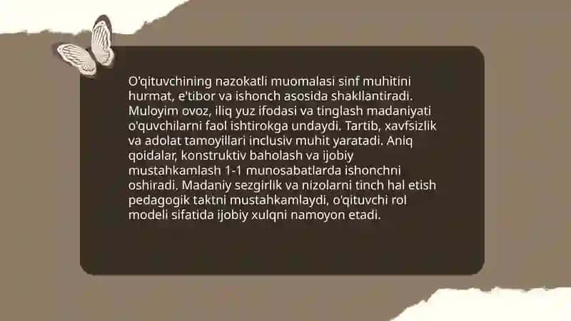 yosh o'qituvchilarning xushmuomilaligi, nazokati, dilkashligi va pedagogik takti 4