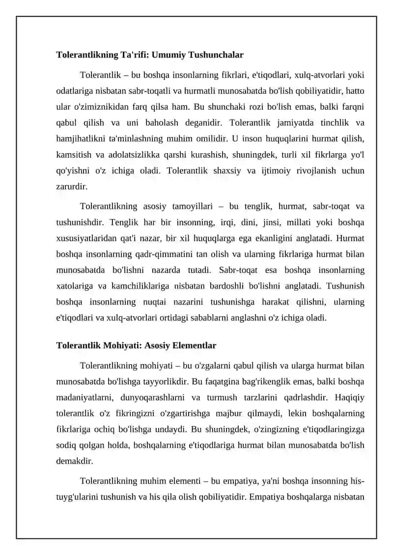Tolerantlik: Ta'rif, Mohiyat va Tarixiy Asoslar 4