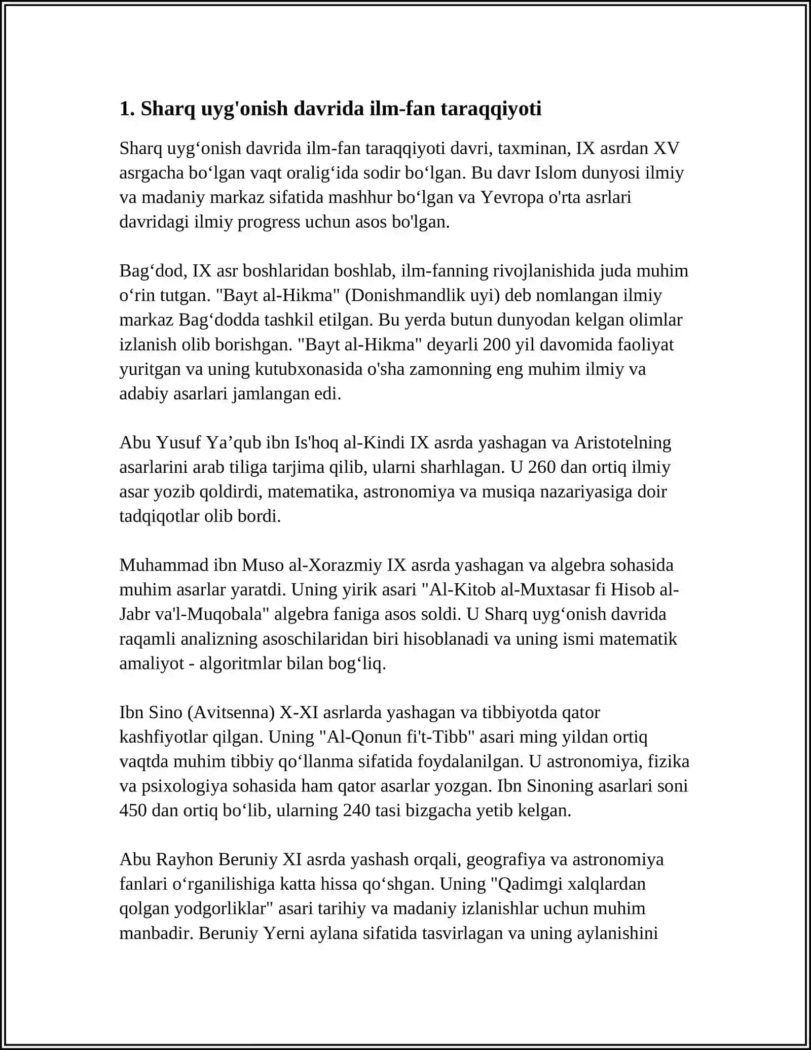 SHARQ UYG‘ONISH DAVRIDA (1-RENESSANS) ILM-FAN VA PEDAGIK FIKRLAR 4