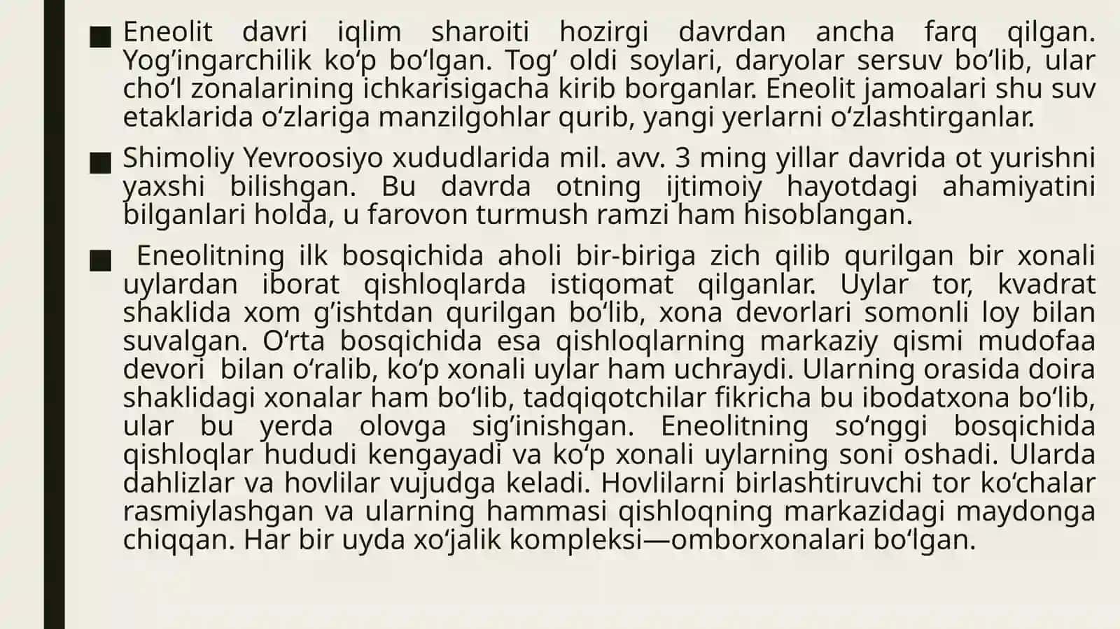 Eneolit davri xususiyati va yodgorliklari 4