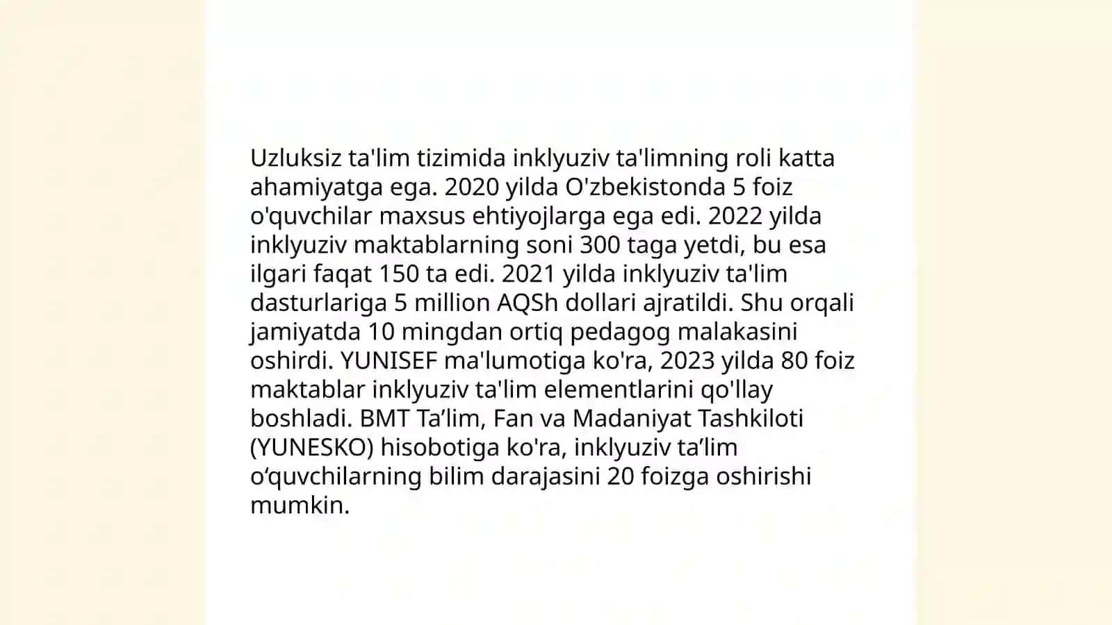 Uzluksiz ta’lim tizimida inklyuziv ta’limning pedagogik-psixologik bosqichlari 4