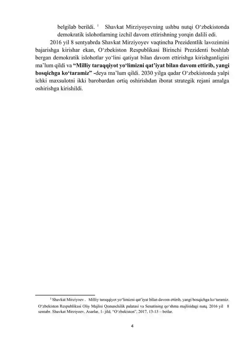O’ZBEKISTON RESPUBLIKASI PREZIDENTI SH.MIRZIYOYEV ASARLARIDA DAVLAT BOSHQARUVI MASASALARI (2017-2021 YILLAR) 4