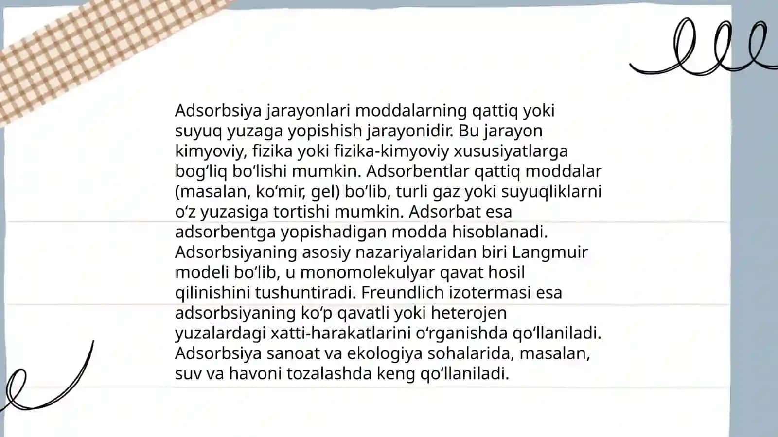 Suyuq-gaz fazalari chegarasida adsorbsiya 4