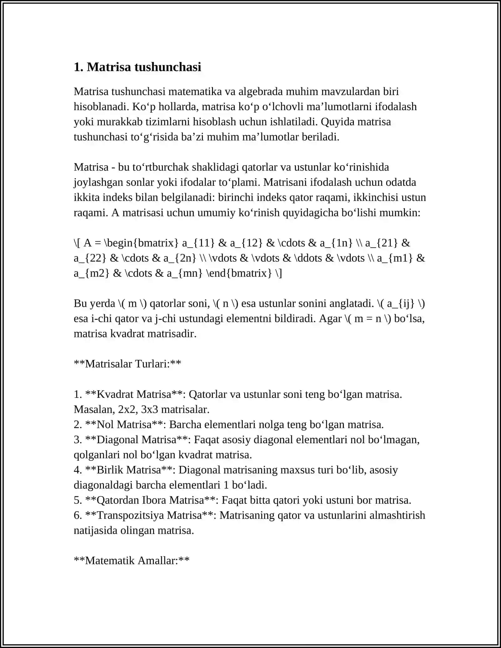 TESKARI MATRITSA, CHIZIQLI TENGLAMALAR SISTEMASINI MATRITSA USULIDA YECHISH 4