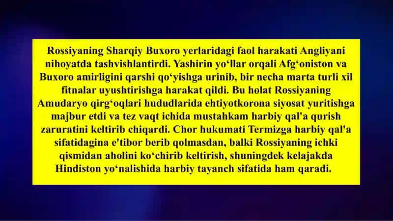 Sharqiy Buxoroda Rossiya imperiyasi tayanch punktlarining qurilishi 4