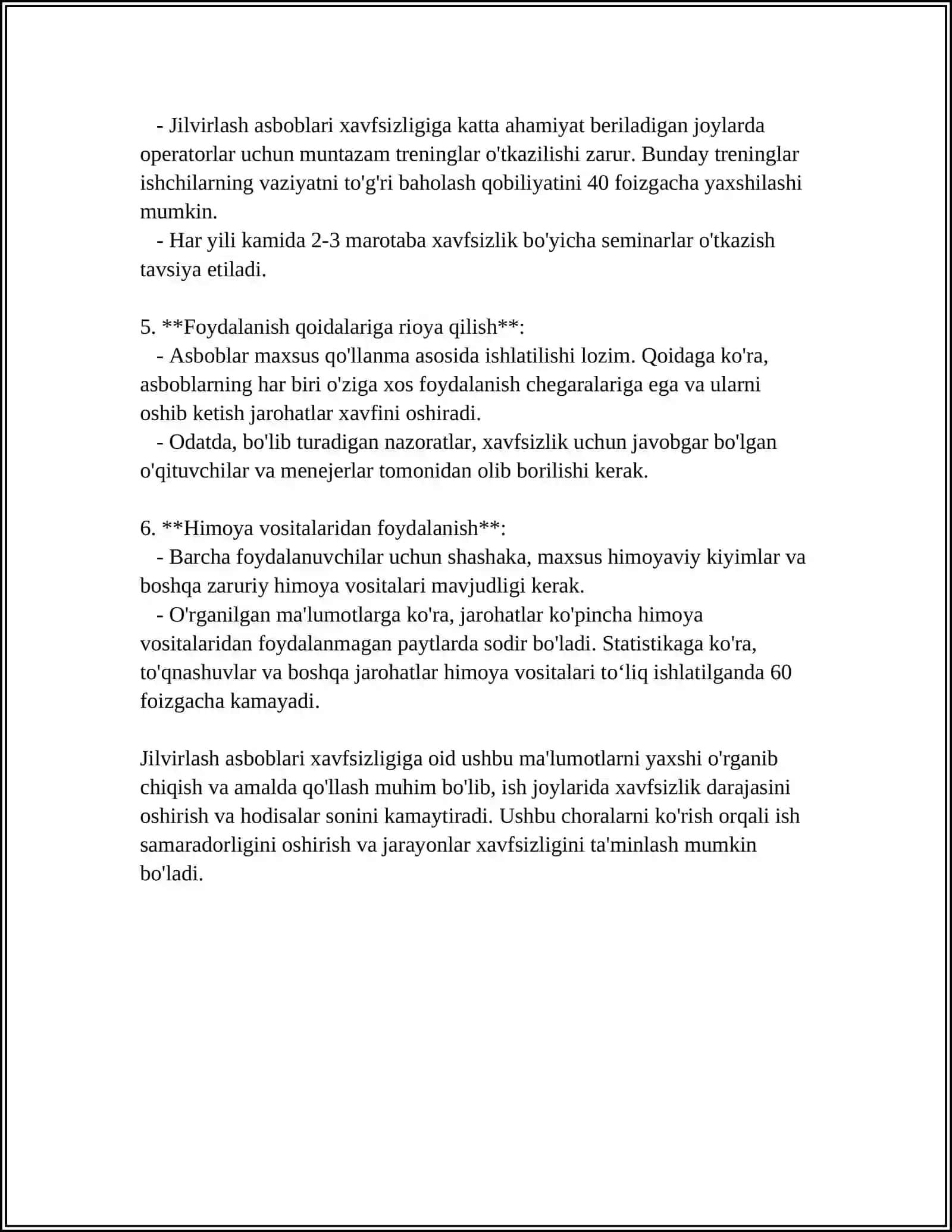 JILVIRLASH DASTGOHLARIDA MEHNAT XAVFSIZLIGI 4