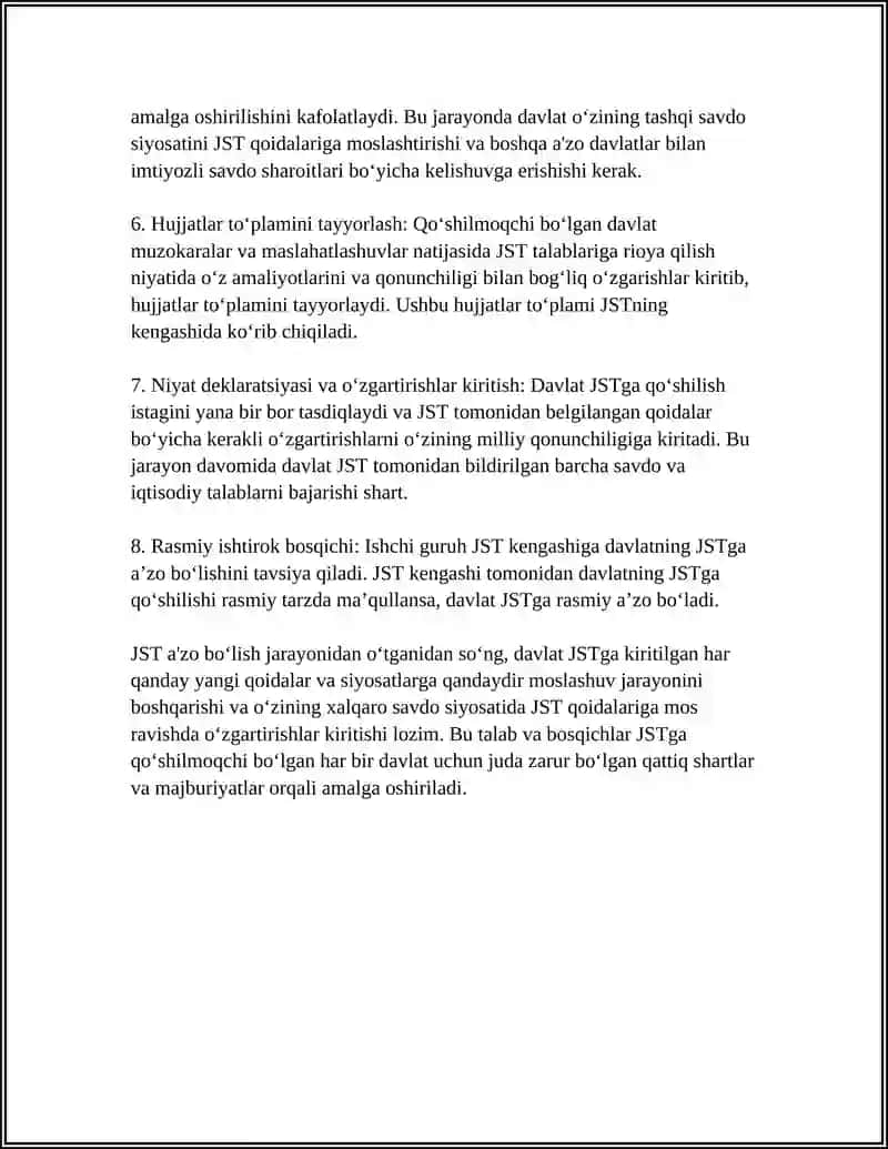 Jahon Savdo Tashkiilotiga A'zo Bo'lishning Xalqaro Tajribasi 4