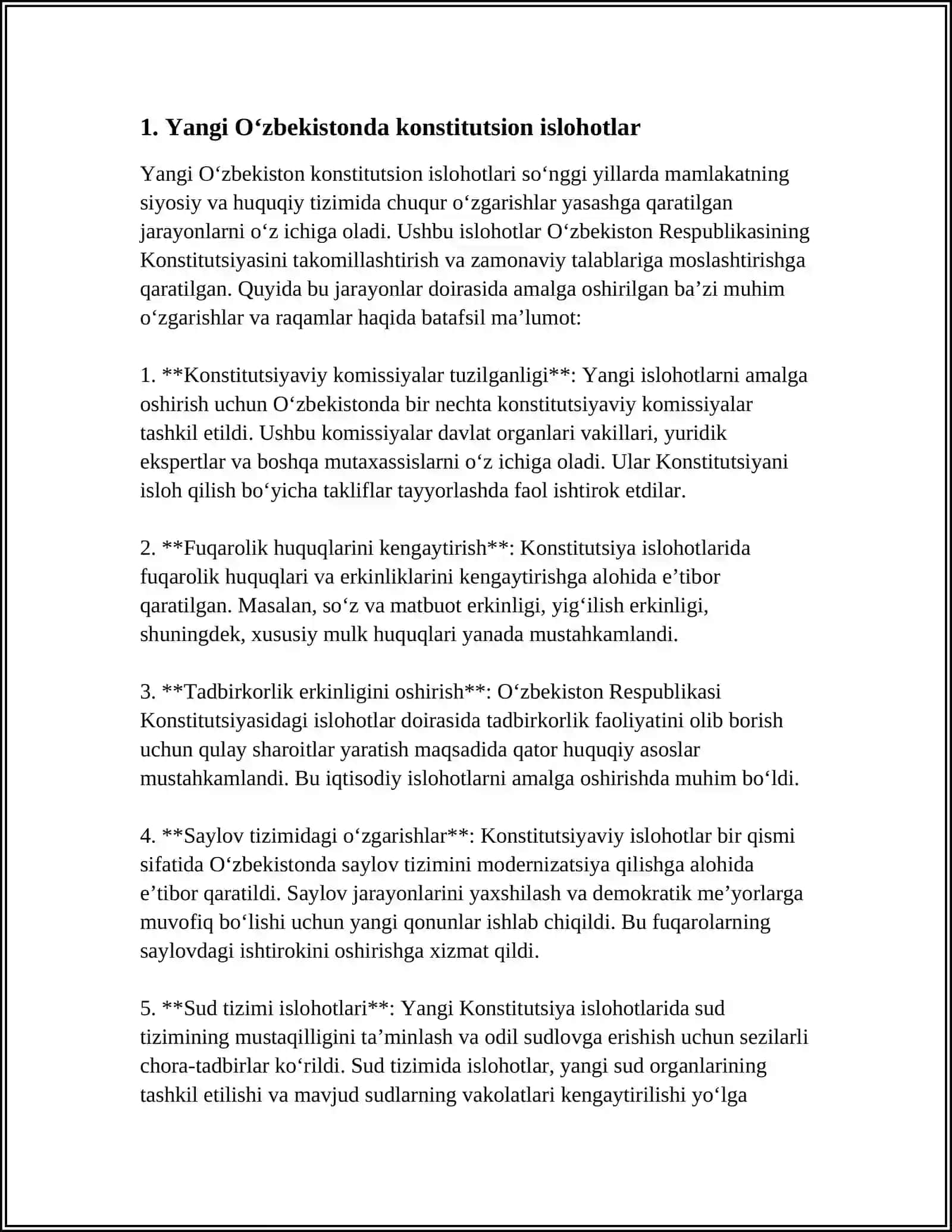 Yangi O'zbekistonda Amalga O'shirilayotgan Ozgarishlar 4