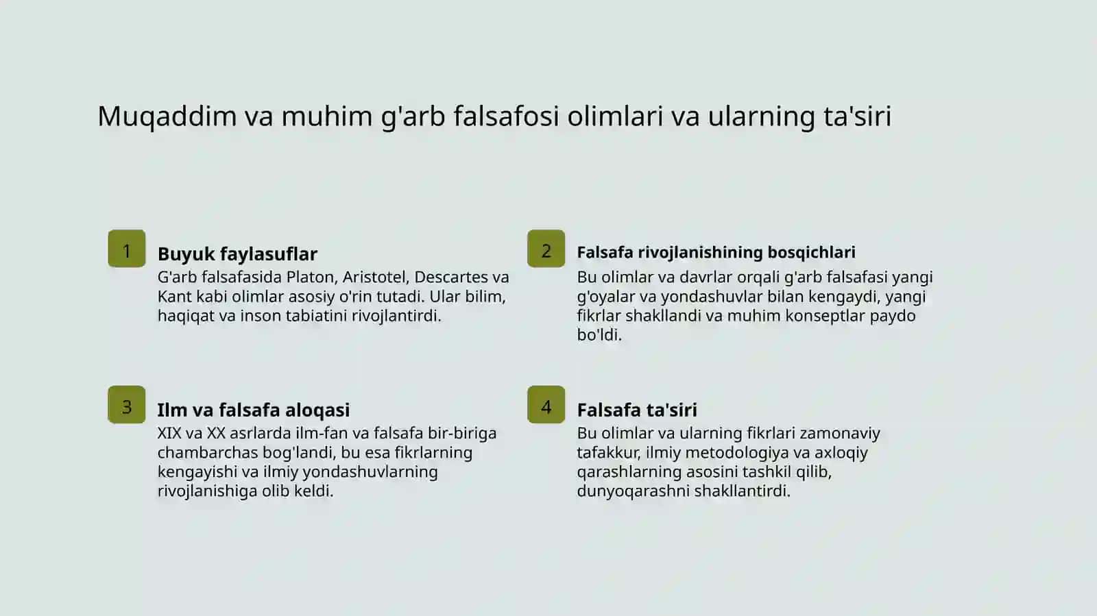 G'arb falsafasining taraqqiyoti bosqichlari 4
