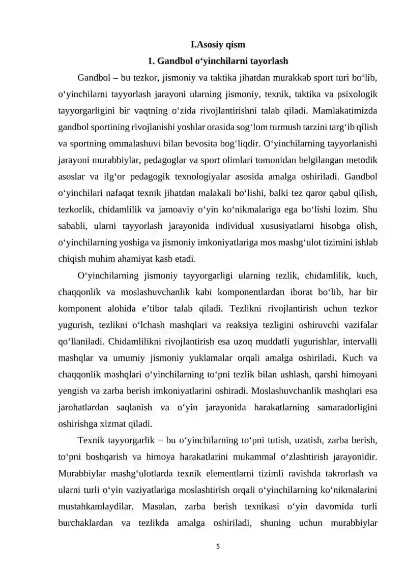 Gandbolchi o‘yinchilarni tayyorlashni rejalashtirish 4
