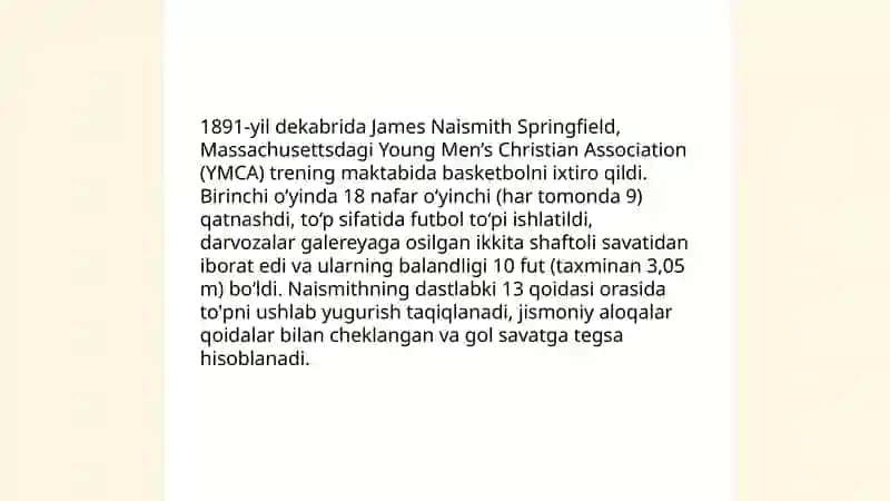 Basketbol va uning paydo bo'lishi 4