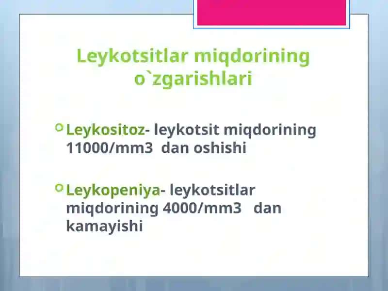 Leykotsitlar. Qon guruhlari. Rezus faktor. Qon quyish asoslari 4