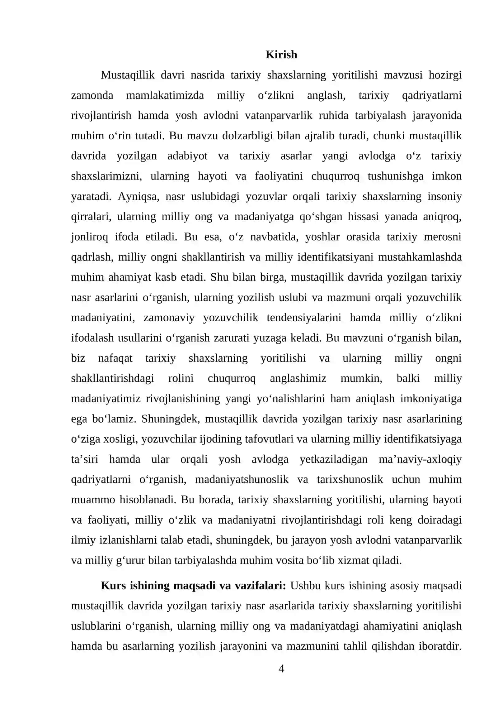 OʻZBEK ADABIYOTINI OʻQITISH METODIKASI FANIDAN TAYYORLAGAN KURS ISHI 4