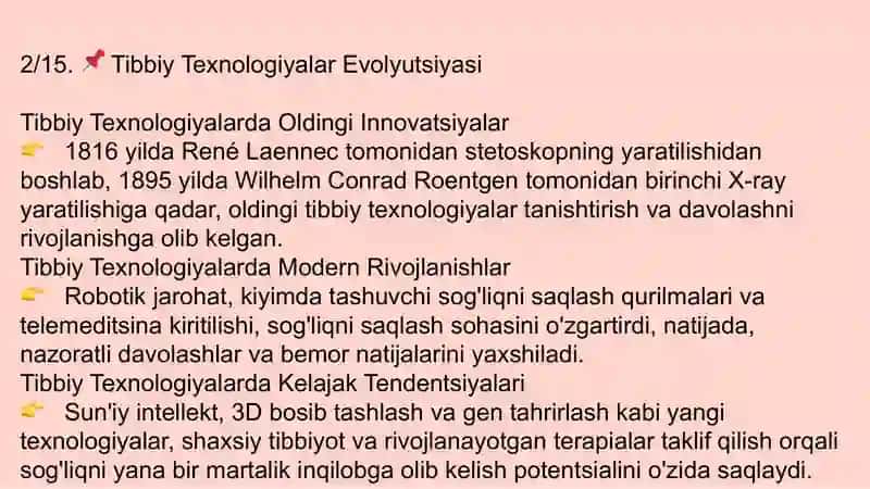 Innovatsiyalar.Inovatsion tibbiy texnologiyalari va ularning tibbiyotdagi ahamiyati 4