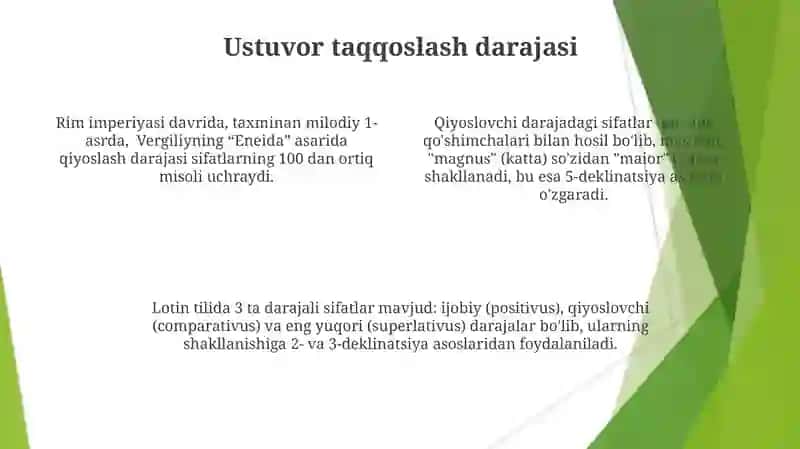 Lotin tilidagi orttirma darajadagi sifatlar 4