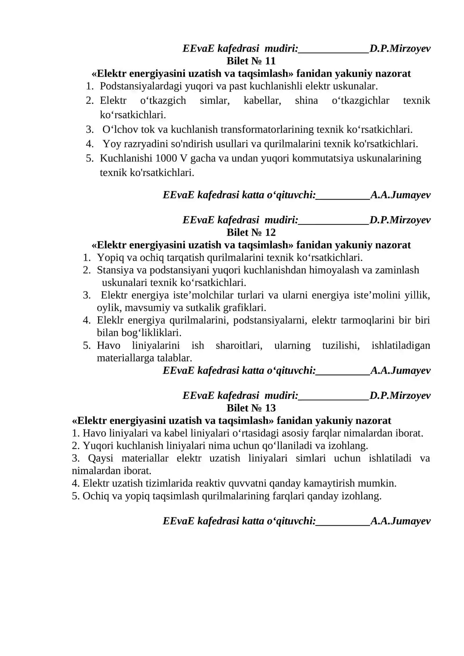 Elektr energiyasini uzatish va taqsimlash 4
