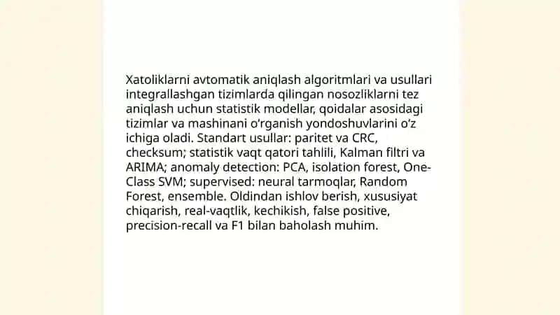 Integrallashgan tizimda axborot xatoliklarni aniqlash va tahlil qilish 4