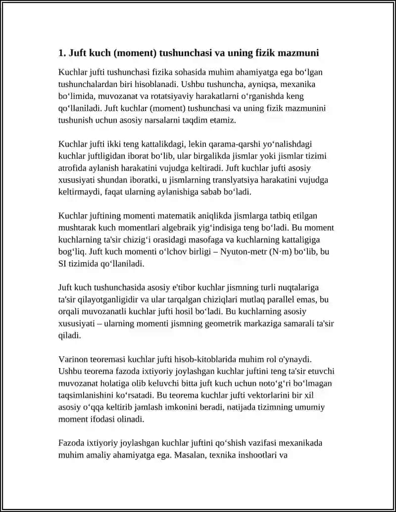 FAZODA IXTIYORIY JOYLASHGAN JUFT KUCHLARNI QÒSHISH.VARINON TEOREMASI 4