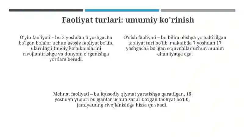 Faoliyatining tuzilishi va turlari 4