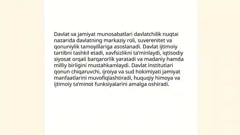 Davlatchilik tushunchasi.O'zbek davlatchiligi va uning tarixiy tushunchasi 4