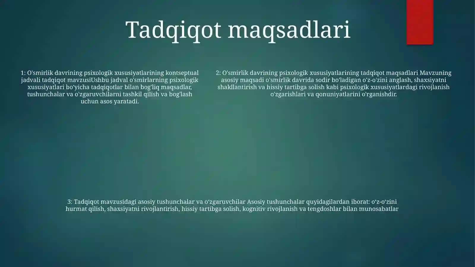 Yoshlik Davrining Psixologik Xususiyatlari Mavzusi Bo'Yicha "Konseptual Jadval" TayyorlashVaTo'Ldirish 4