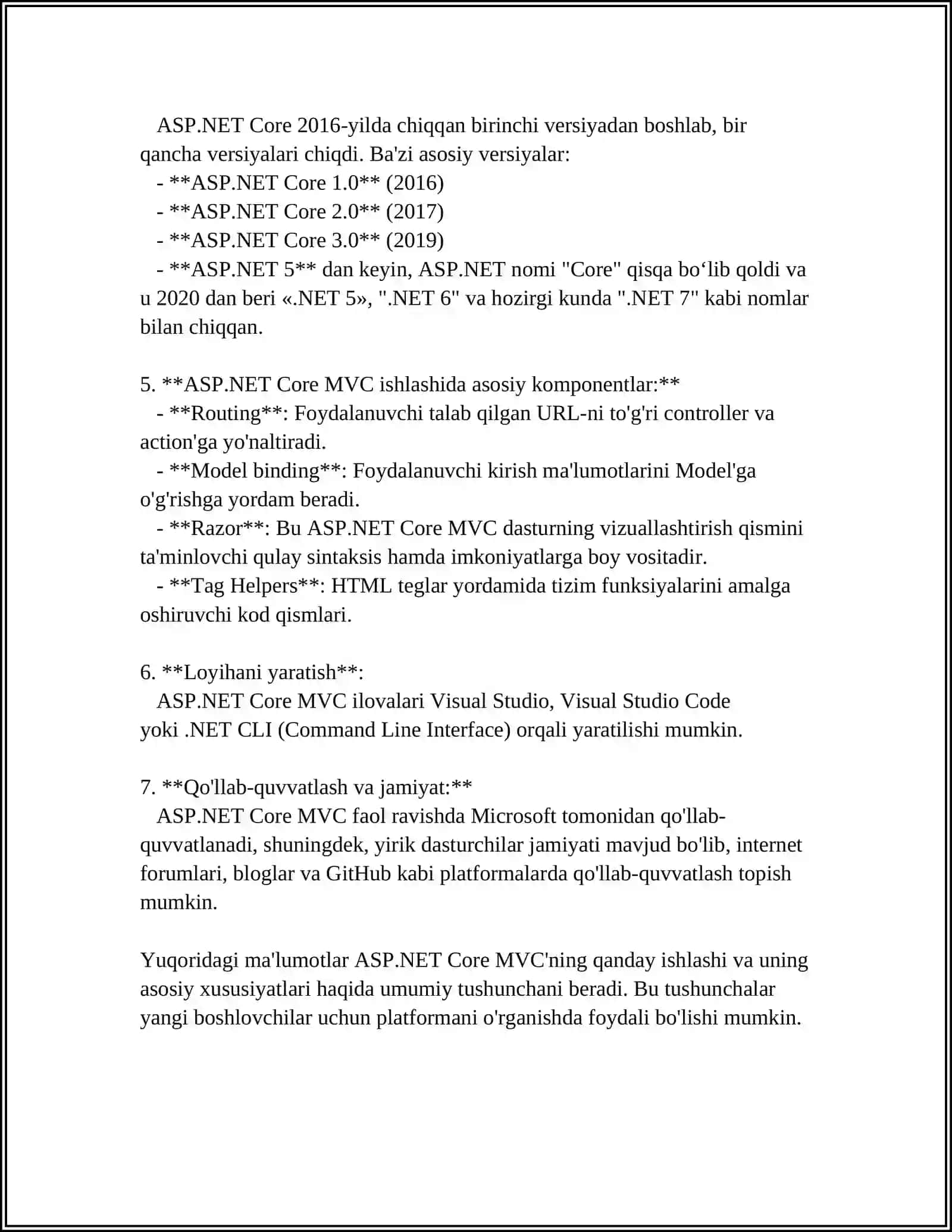 MUSTAQIL ISH Mavzu: ASP.NET CORE MVS DA LOYIHA YARATISH 4