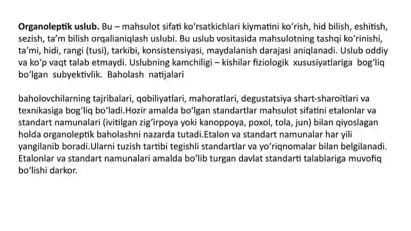 NOOZIQ-OVQAT MAHSULOTLARINING SIFATI VA XAVFSIZLIGIGA DOIR NORMALARI VA QOIDALARIGA AMAL QILISH 4