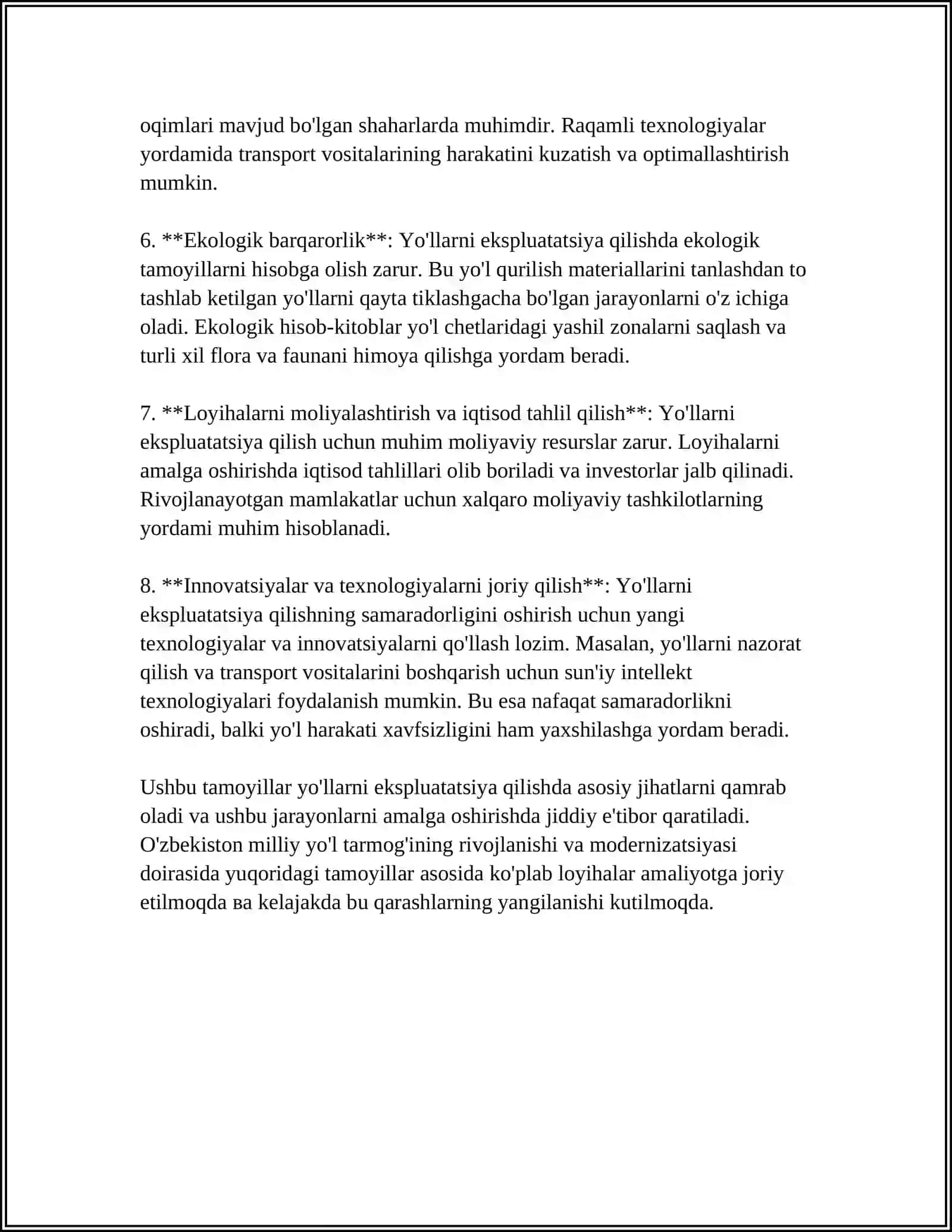 QURUQ-ISSIQ IQLIM SHAROITIDAGI VA SUG'ORILADIGAN HUDUDLARDAGI YOʻLLARNI EKSPLUATATSIYA QILISH 4