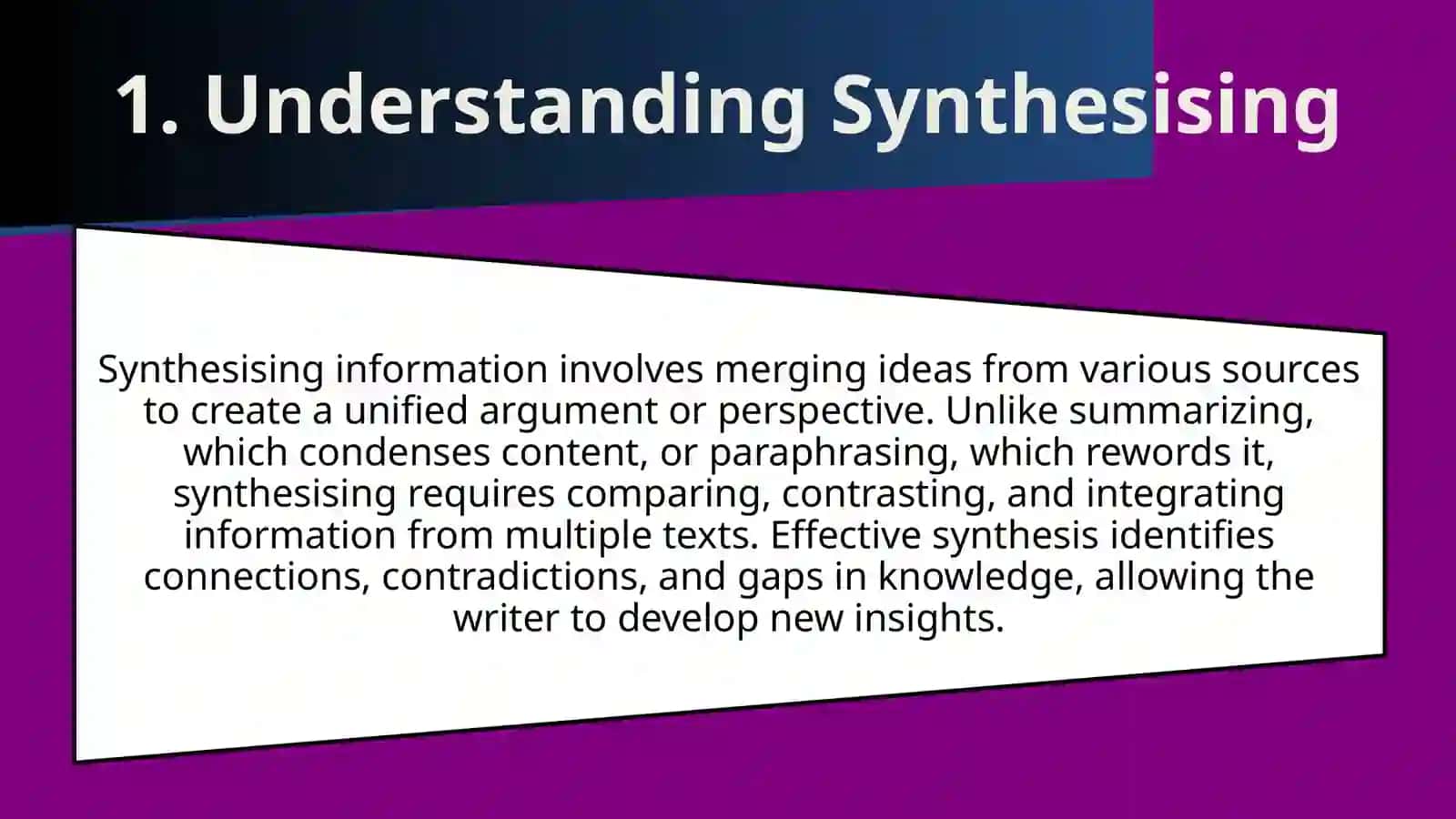 Synthesising information 4