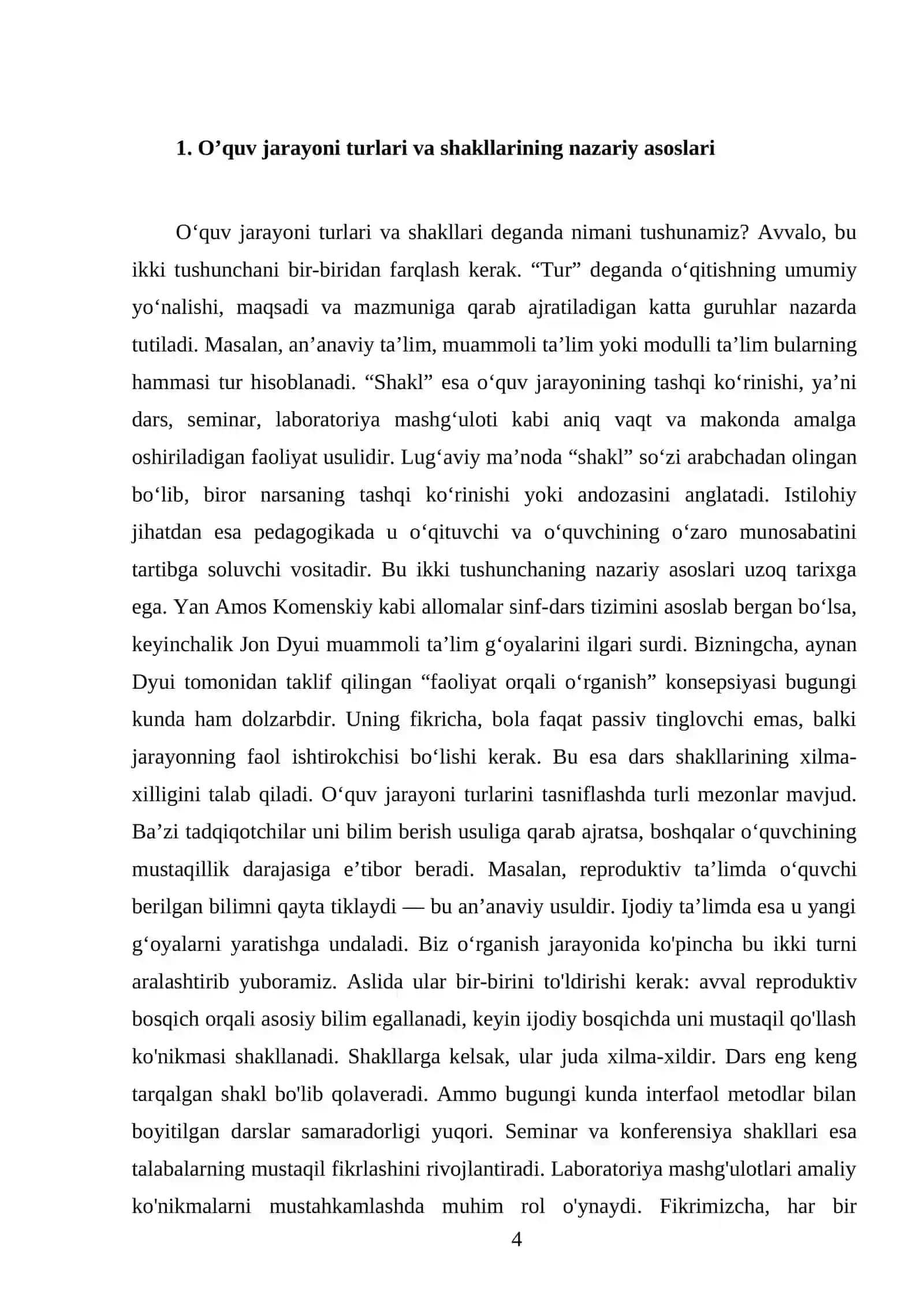 O’quv jarayonini tashkil etishning turlari va shakllari 4