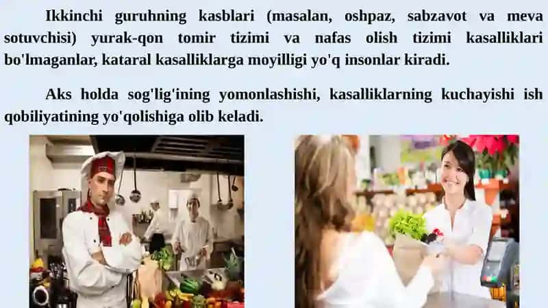 Kasb-hunartanlashda inson salomatligiga qo‘yiladigan talablar 4