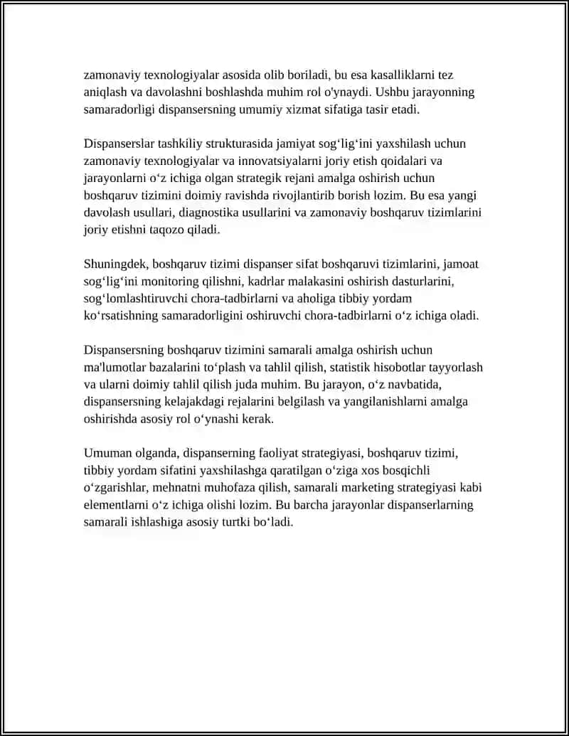 TERI VA TANOSIL KASALLIKLAR DISPANSERI ISH TARTIBINI O‘RGANISH 4
