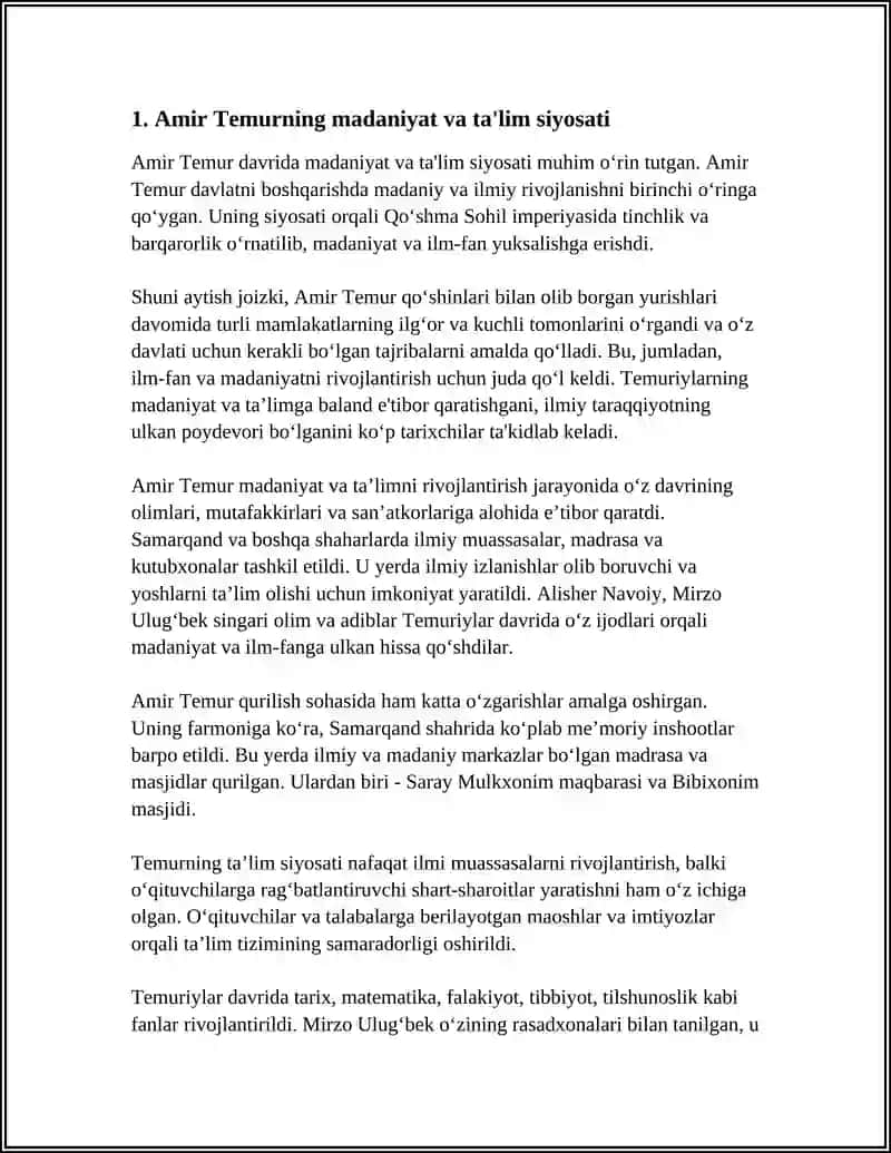 AMIR TEMUR VA TEMURIYLAR DAVRIDA MADANIYAT, TA'LIM-TARBIYA MASALALARI 4