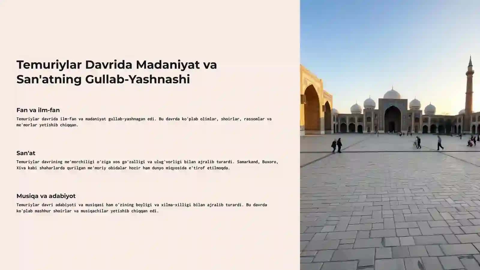 Temuriylar Davrida Movarounnahr va Xuroson mavzusida tayyor taqdimot 4