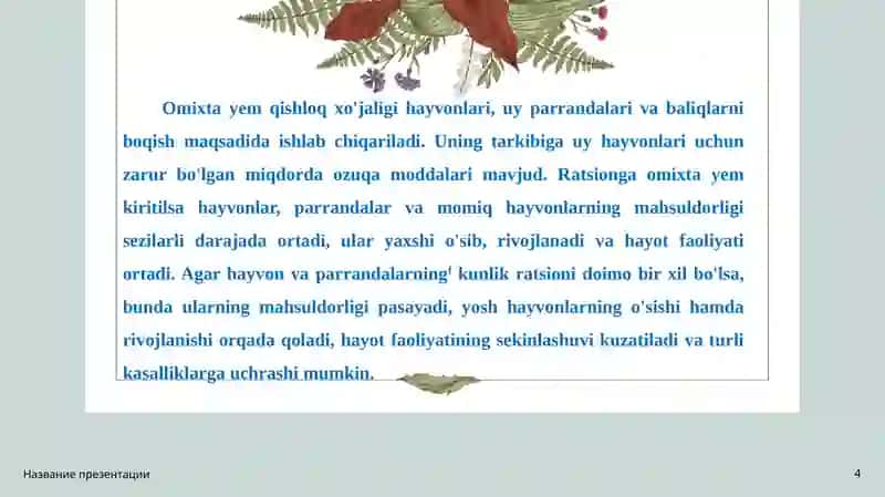 Omuxta yem maydalanish yirikligini aniqlash 4
