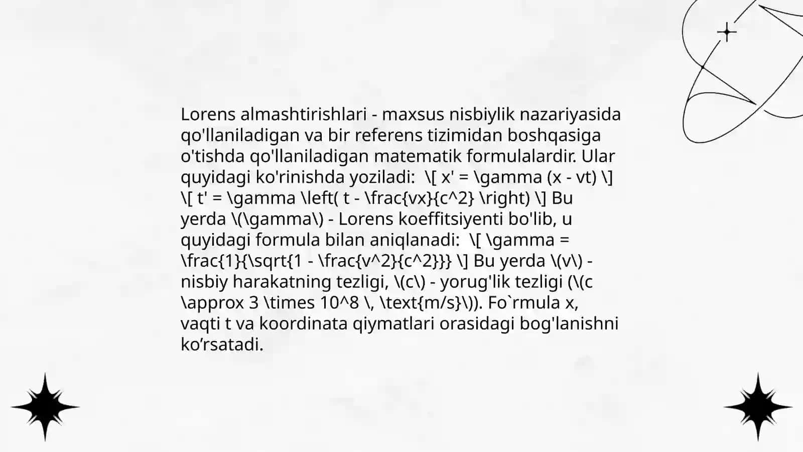 Lorens almashtirishlari va undan chiqadigan xulosalar 4