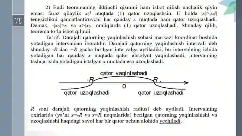 Funksional qatorlar. Asosiy tushunchalar. Darajali qatorlar. Abel teoremasi. 4