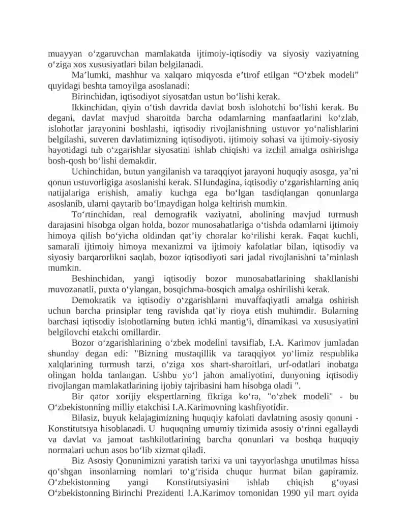 O‘zbekistonning o‘ziga xos istiqlol va taraqqiyot yo‘li 4