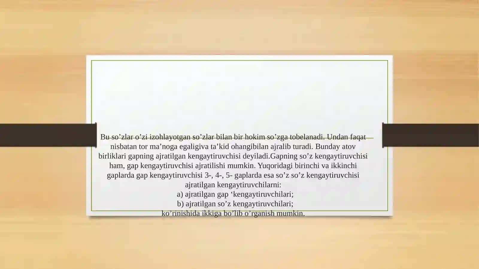 Gapning ajratilgan bo’laklari. Ajratilgan bo’lakli gaplarda tinish belgilarining ishlatilishi 4