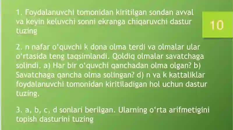 Uyg'uvazifalarni tekshirish 4