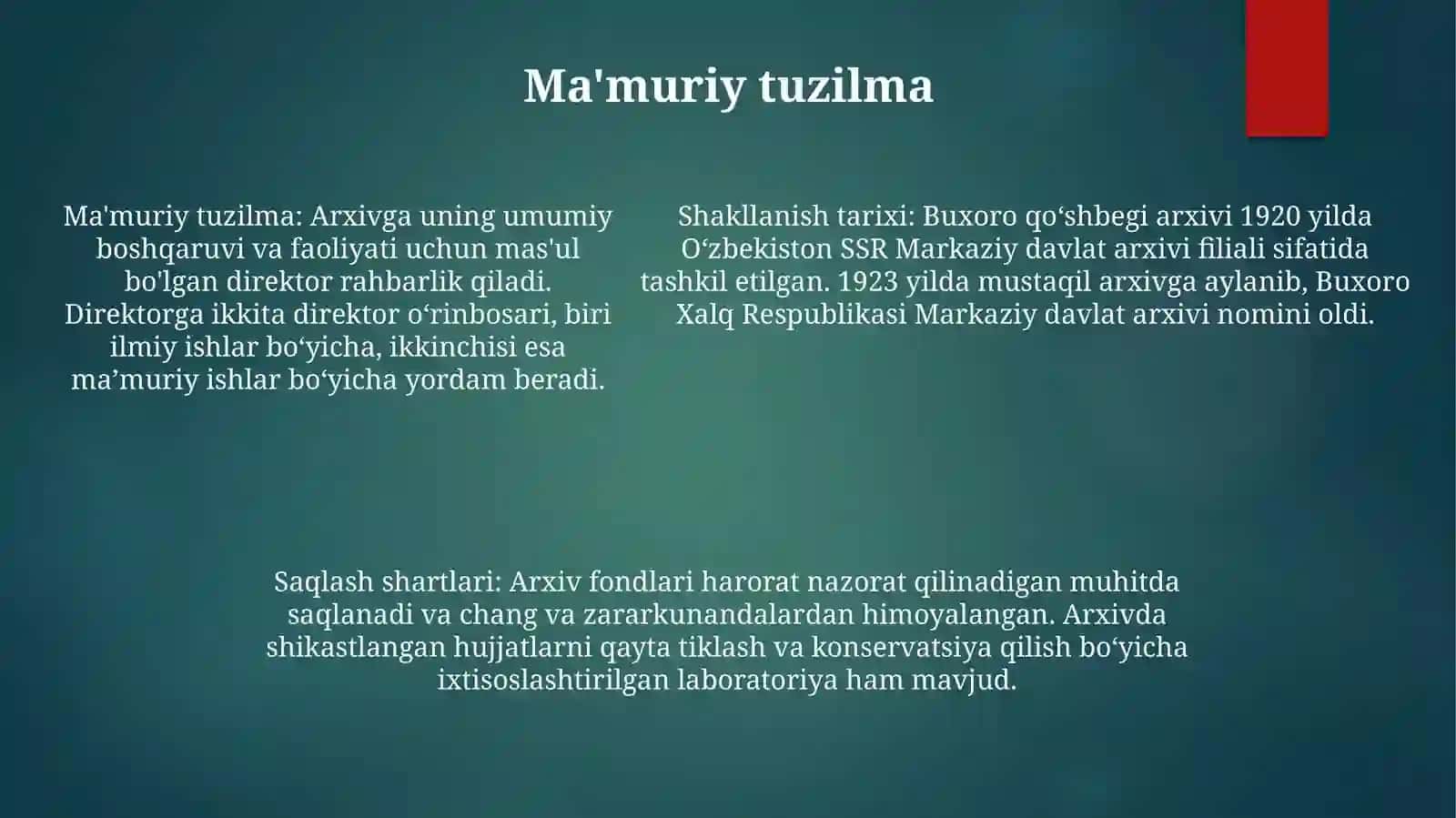 Buxoro QoʻShbegi ArxiviShakillanishTarixi 4