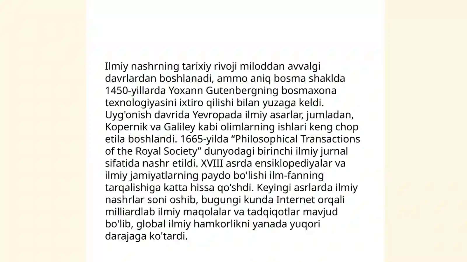 Ilmiy nashrning dastlabki shakllari.Annotatsiya va uni yozish metodikasi 4